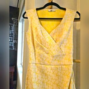 Adrianna Papell Yellow Lace Midi Dress